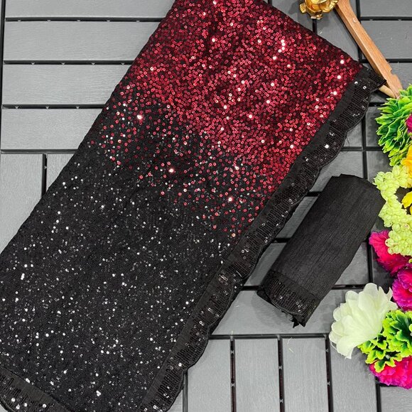 BlockBuster Design Sequins-Saree - Picture 2 of 7